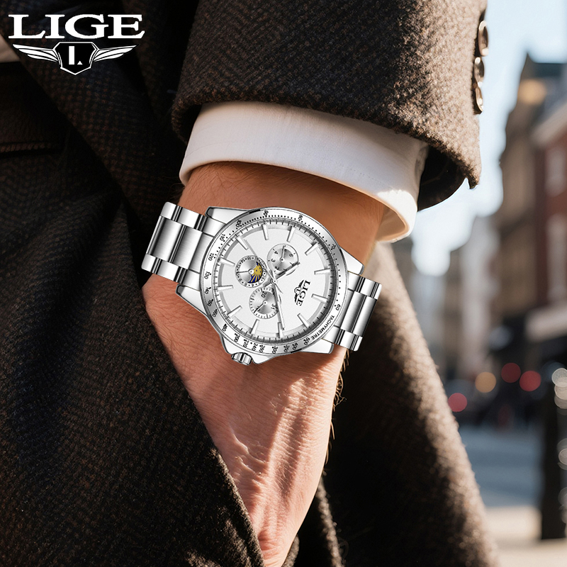 Luxury Watch Display - LIGE лучший бренд, роскошные кварцевые мужские