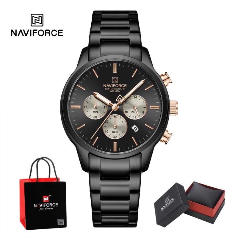 Luxury Watch Display - Мужские кварцевые часы-хронограф NAVIFORCE, водонепроницаемые, с