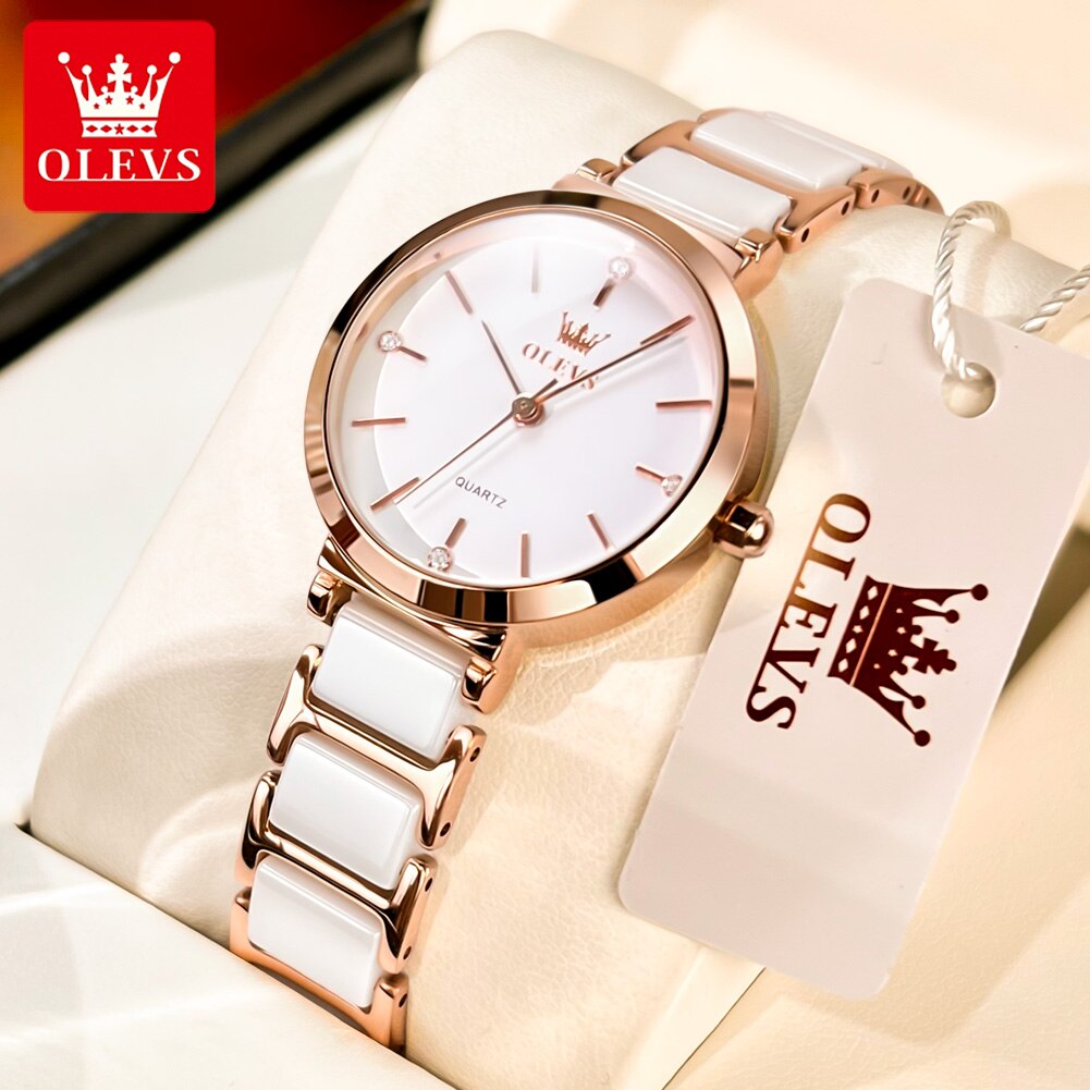 Luxury Watch Logos - Женские кварцевые часы с керамическим ремешком,