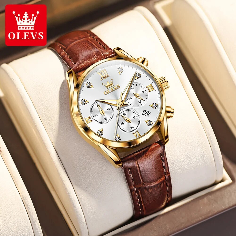OLEVS 5523 женские часы с кожа – обзор и цена Luxury Watch Leather Strap