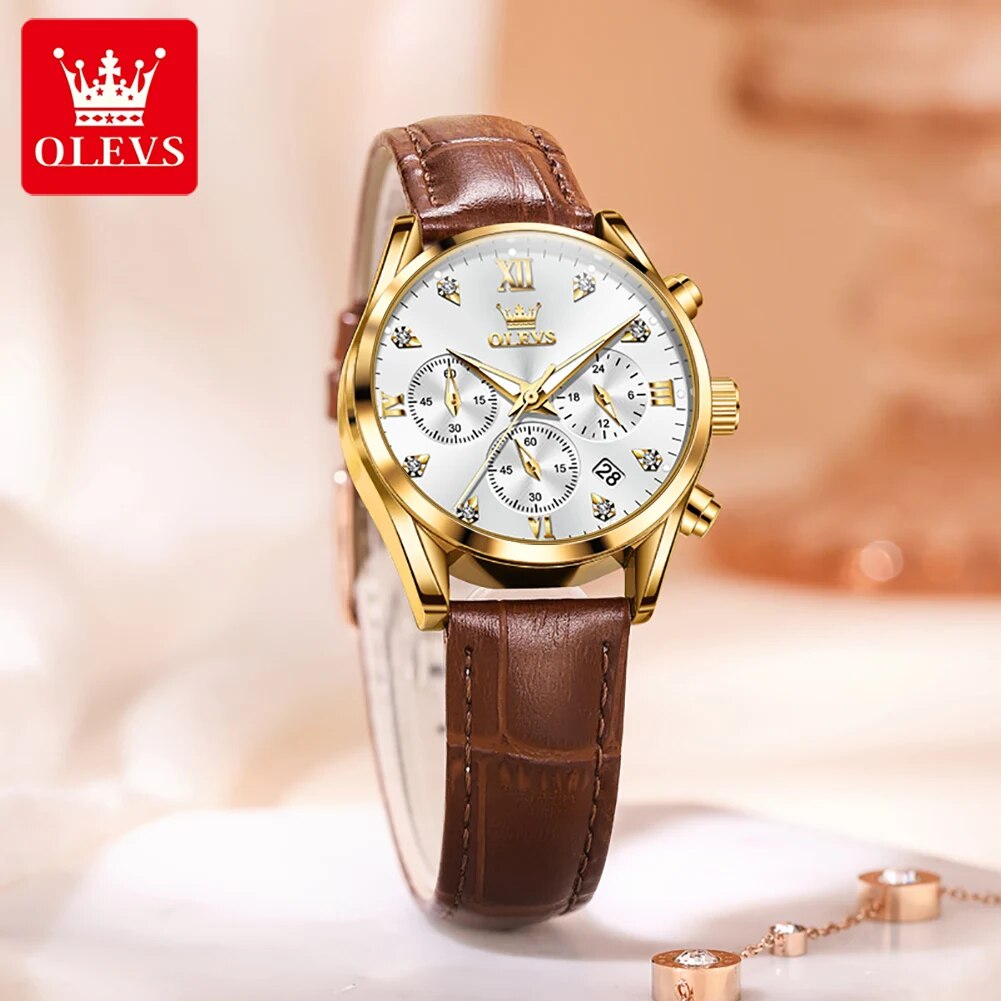 OLEVS 5523 женские часы с кожа – обзор и цена Luxury Watch Leather Strap