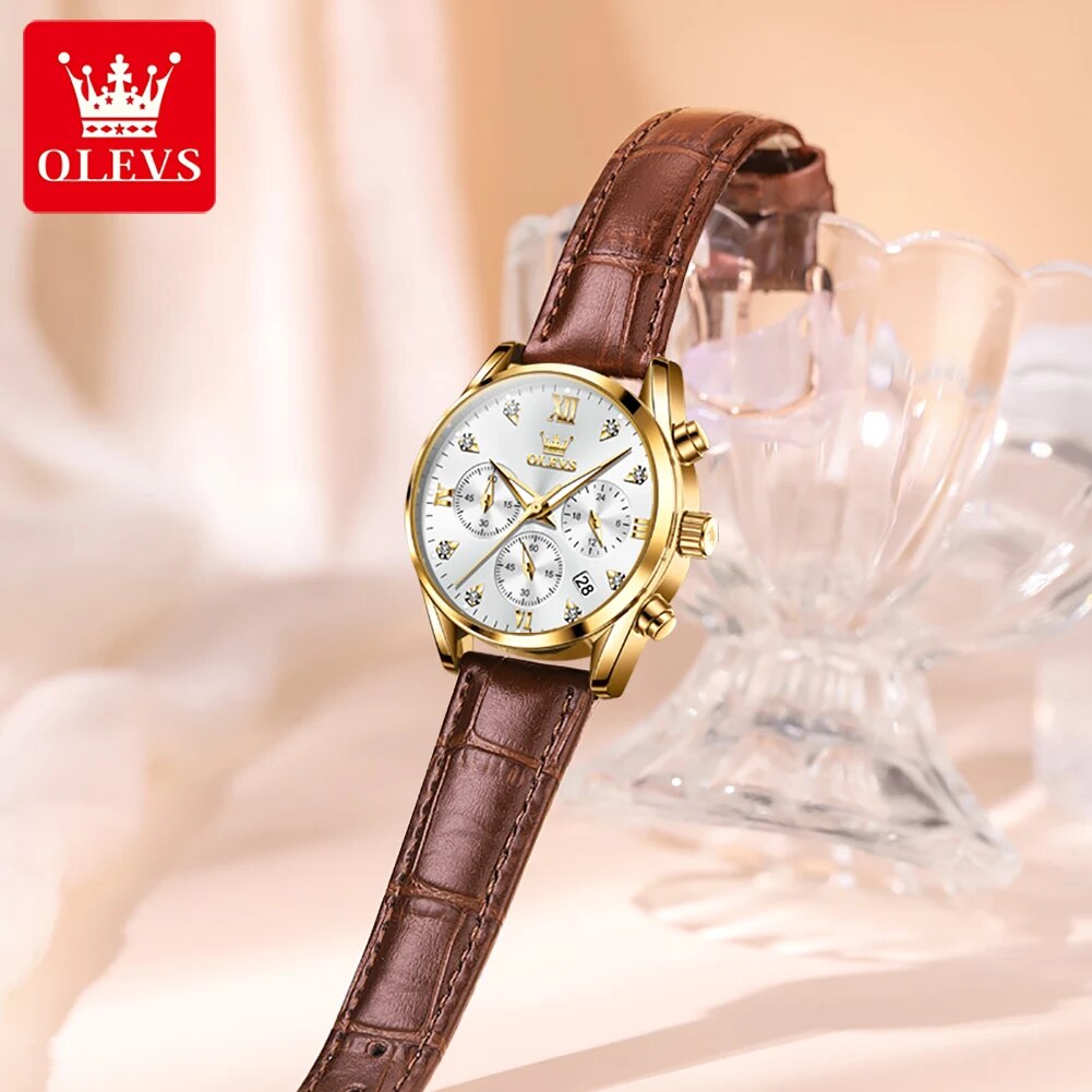 OLEVS 5523 женские часы с кожа – обзор и цена Luxury Watch Leather Strap
