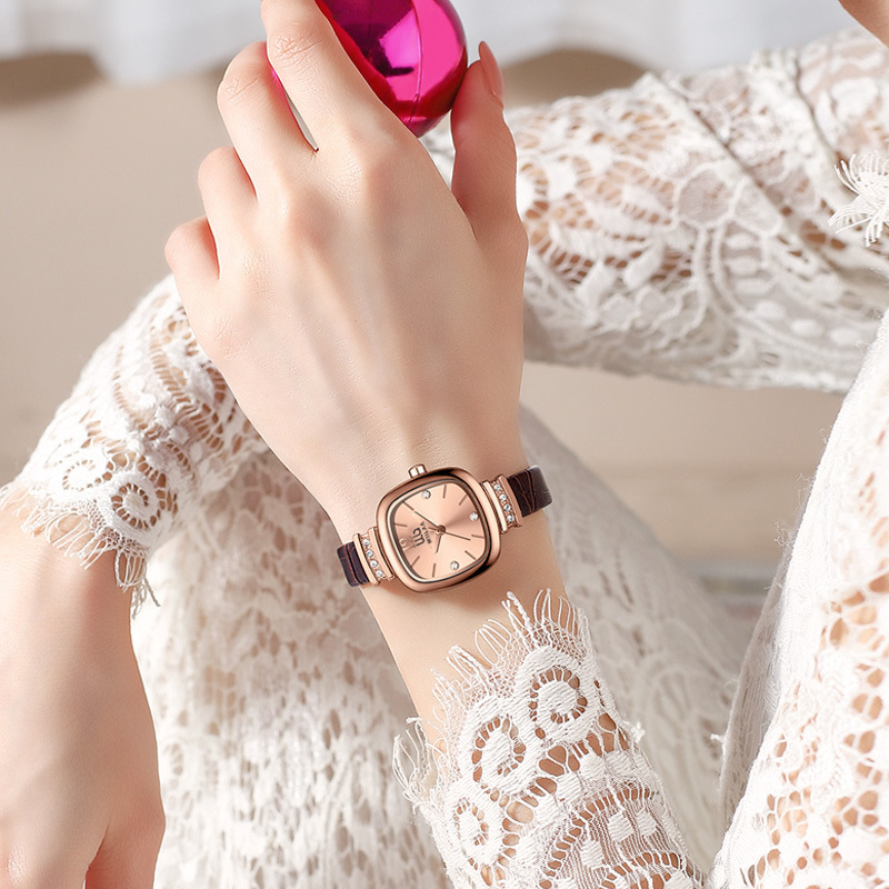 Женские квадратные часы из роз – обзор и цена Luxury Watch Leather Strap