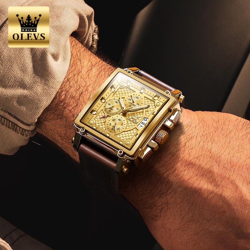 Мужские часы бренда OLEVS, вод – обзор и цена Luxury Watch Leather Strap