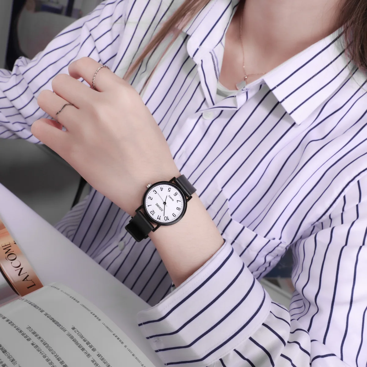 Простые черные часы, кварцевые – обзор и цена Luxury Watch Leather Strap